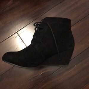 Charlotte Russe black wedged booties